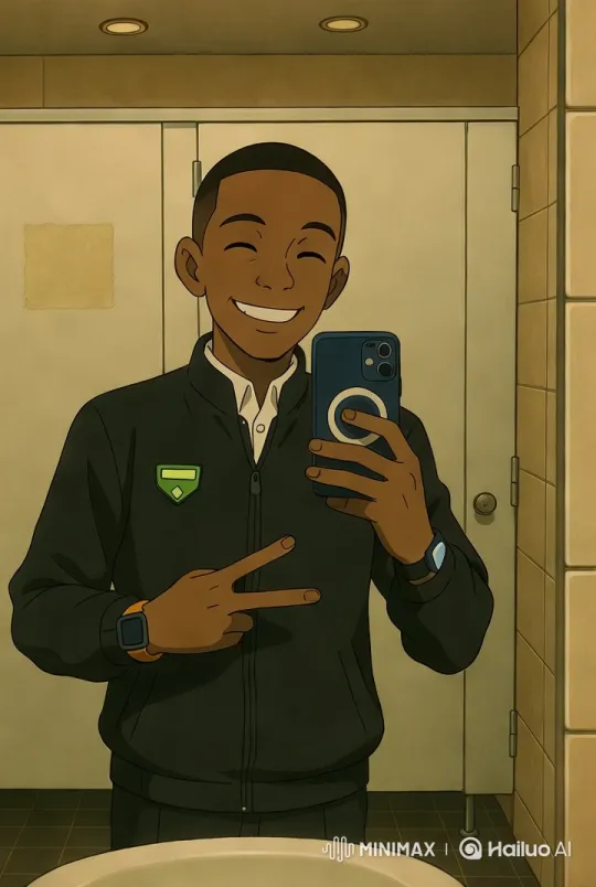 Young Man Takes Mirror Selfie in Bathroom – AI Generated Video | Hailuo AI