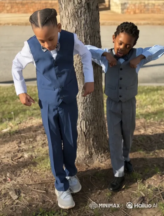 Formal Boys by Tree: Elegant Scene with Dynamic Camera Work – AI Generated Video | Hailuo AI
