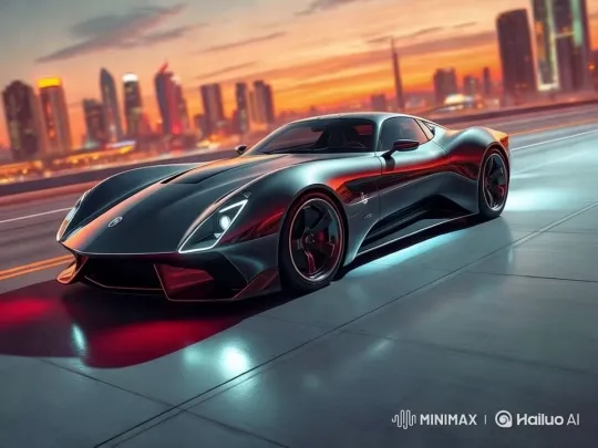 Futuristic Car Showcases Aerodynamic Design in Cityscape Tracking Shot – AI Generated Video | Hailuo AI