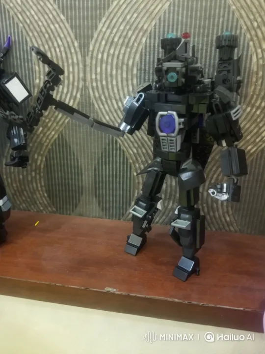 LEGO Robots Interaction on Wooden Shelf – AI Generated Video | Hailuo AI