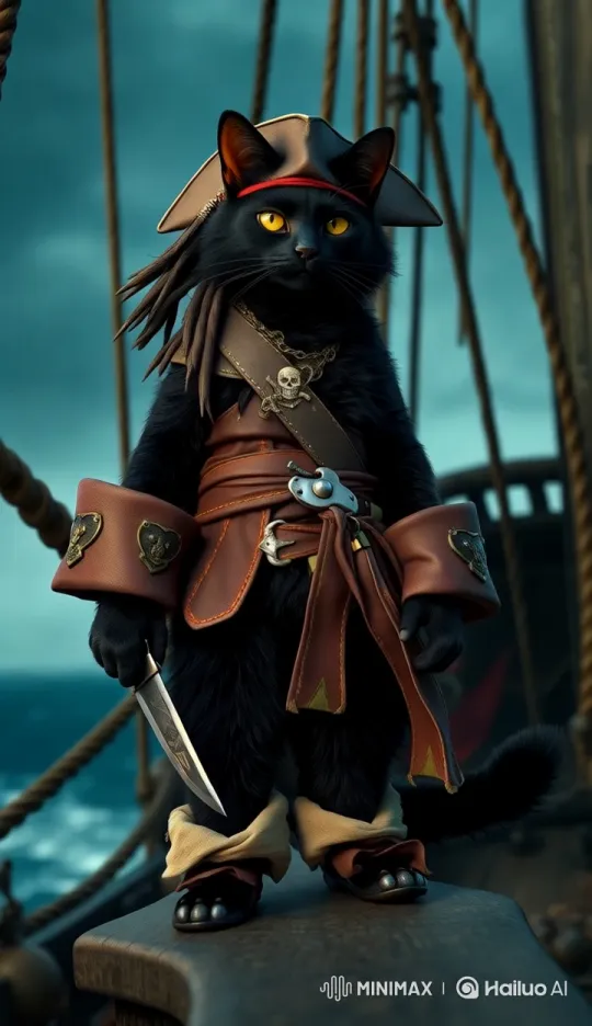 Pirate Cat: Whimsical Adventure on the High Seas – AI Generated Video | Hailuo AI