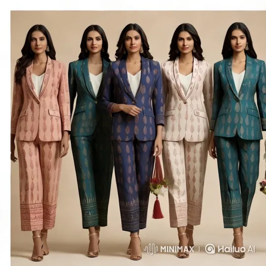 Elegant Women in Patterned Suits with Floral Arrangements – AI Generated Video | Hailuo AI
