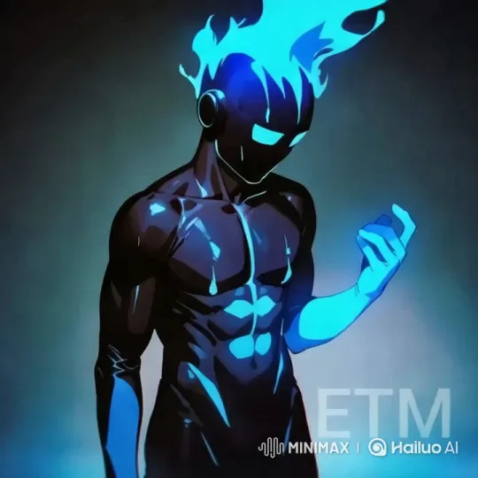 Humanoid Figure in Fiery Blue Aura Stands Powerfully – AI Generated Video | Hailuo AI