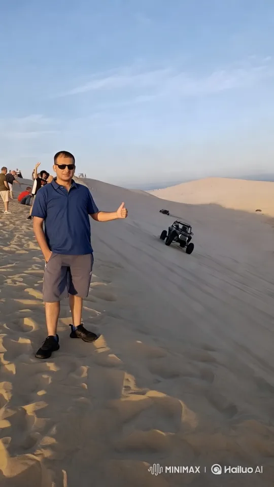 Man on Dune Showcases Desert Beauty – AI Generated Video | Hailuo AI