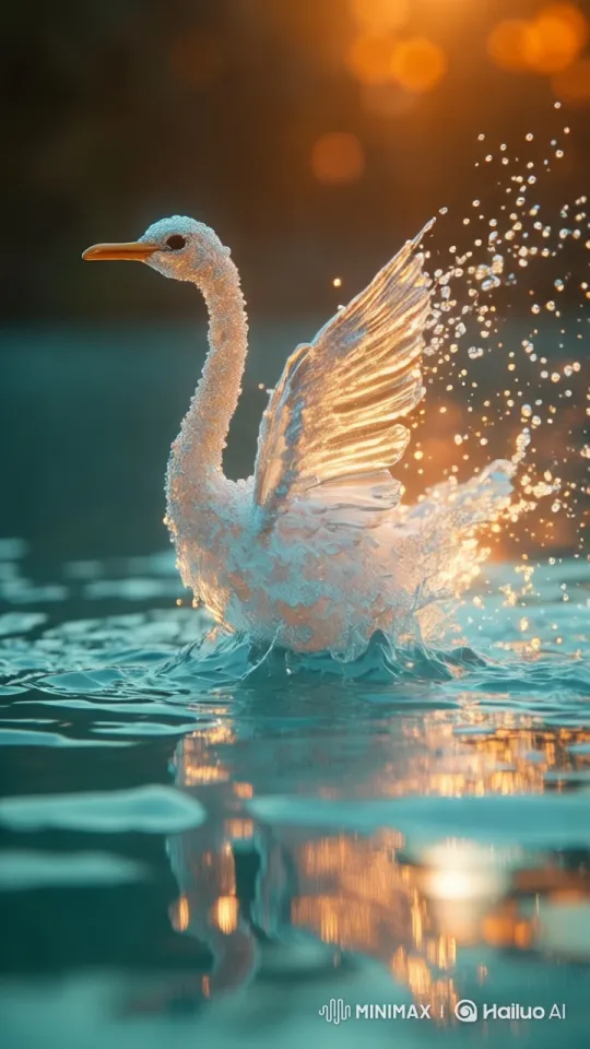 Magical Waterbird Ascends in Hyper-Detailed Watercolor Art – AI Generated Video | Hailuo AI