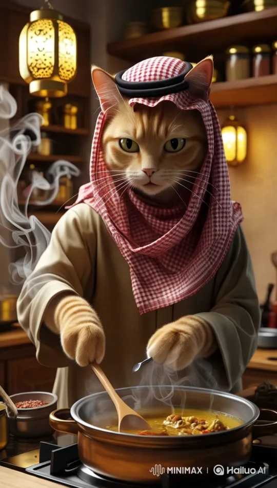 Orange Cat Chef Cooks in Cozy Kitchen – AI Generated Video | Hailuo AI
