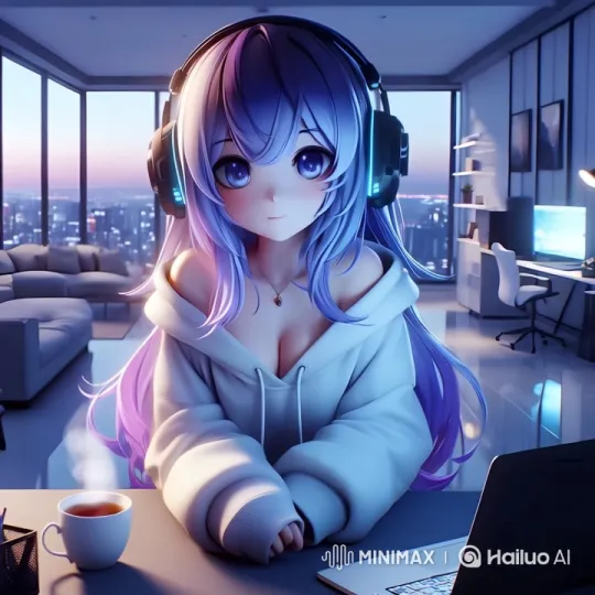 Cute Anime Girl Enjoying Tea in Cozy Animated Scene – AI Generated Video | Hailuo AI