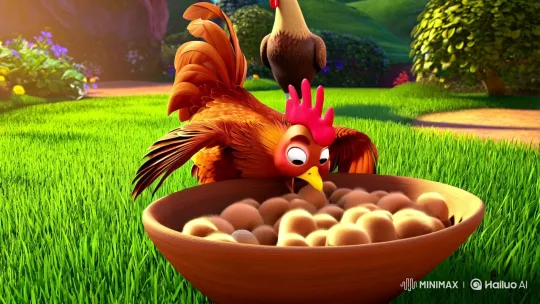 Hen Welcomes New Chicks in Serene Farmyard Scene – AI Generated Video | Hailuo AI