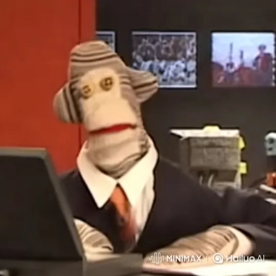 Suit-Wearing Sock Puppet on a Professional Set – AI Generated Video | Hailuo AI