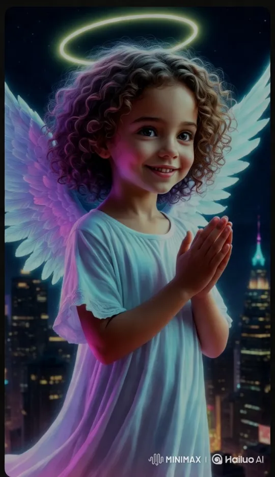 Angel in Night Cityscape: Serene and Ethereal – AI Generated Video | Hailuo AI
