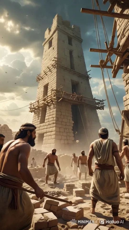 Reconstruction of Tower of Babel Construction in 4K Realism – AI Generated Video | Hailuo AI