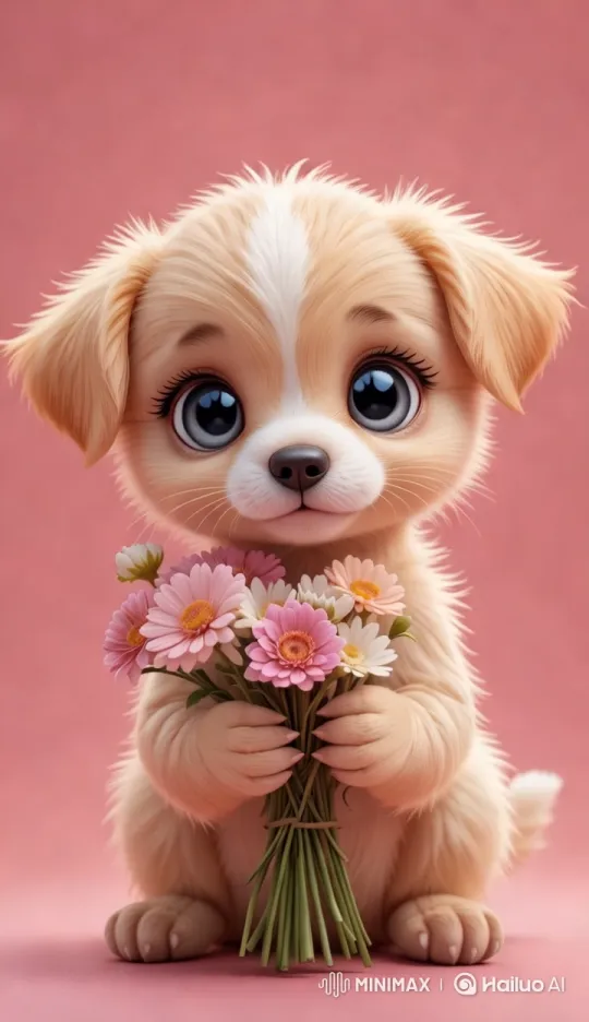 Fluffy Puppy Delights in Joyful Flower Dance – AI Generated Video | Hailuo AI