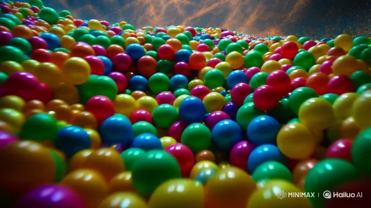 Vibrant Plastic Ball World: A Surreal Exploration – AI Generated Video | Hailuo AI