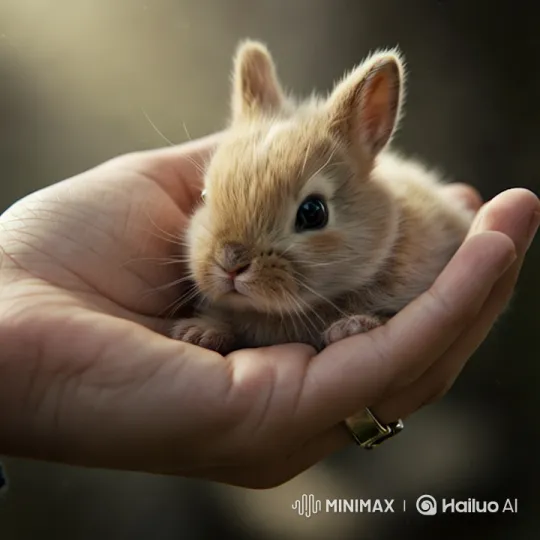 Ultra-Realistic Bunny in Human Hand: Serene Close-Up – AI Generated Video | Hailuo AI