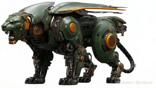 Gigantic Robot Lion Showcases Complex Mechanics in Flight – AI Generated Video | Hailuo AI