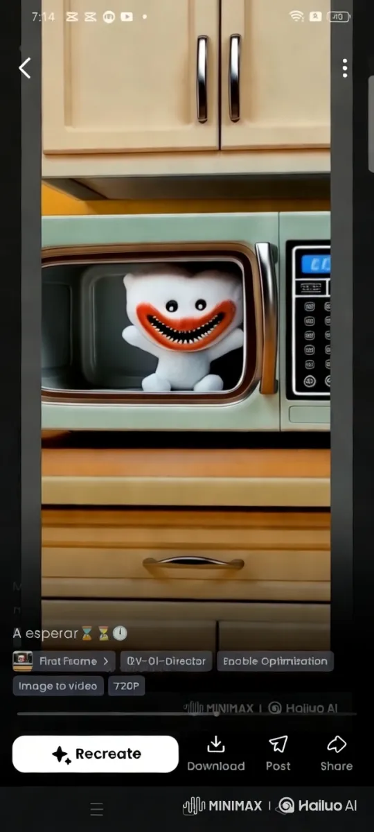 Eerie Plush Toy in Kitchen Microwave Scene – AI Generated Video | Hailuo AI