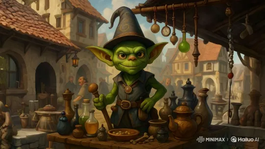 Grizzletoes the Goblin's Medieval Potion Stall – AI Generated Video | Hailuo AI