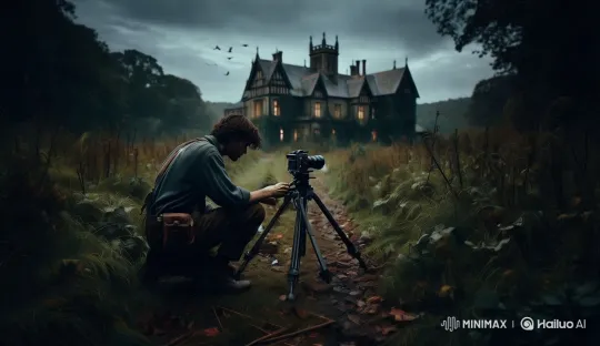 Mysterious Twilight Scene at Gothic Mansion – AI Generated Video | Hailuo AI