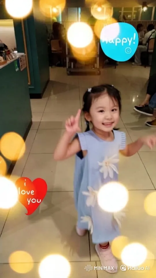 Young Girl in Flowery Dress with Cheerful Gestures – AI Generated Video | Hailuo AI