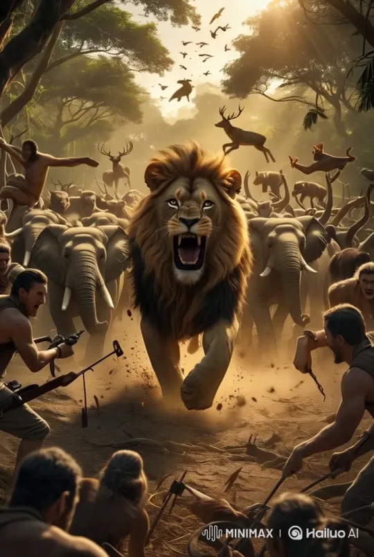 Magical Jungle: Animals Unite Against Hunters – AI Generated Video | Hailuo AI