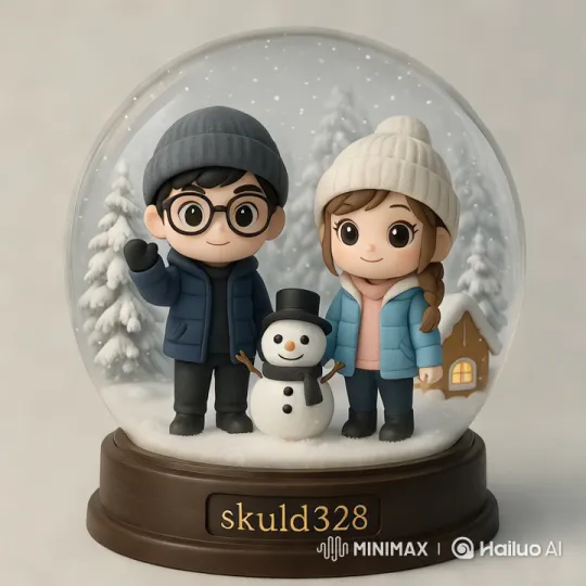 Winter Romance: Couple Builds Snowman and Shares a Kiss – AI Generated Video | Hailuo AI