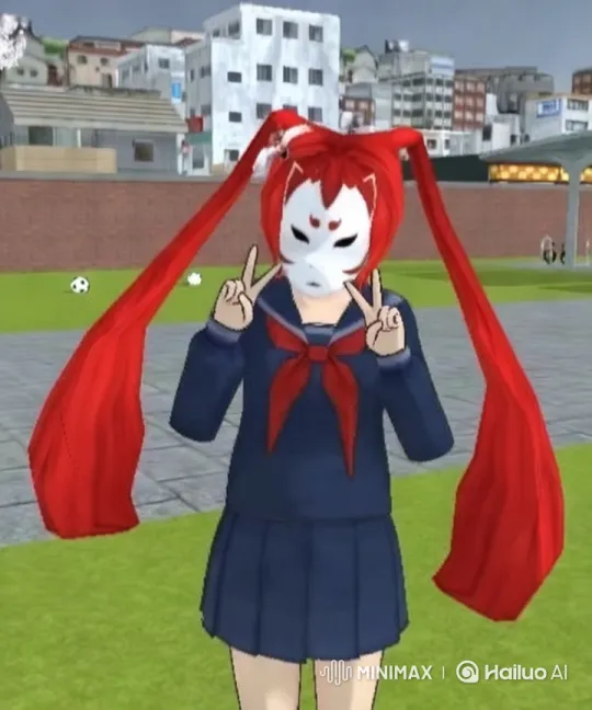 Red-haired Girl in Schoolyard with Peaceful Vibe – AI Generated Video | Hailuo AI