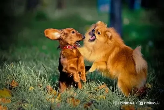 Dogs Play in Green Park with Dynamic Camera Work – AI Generated Video | Hailuo AI