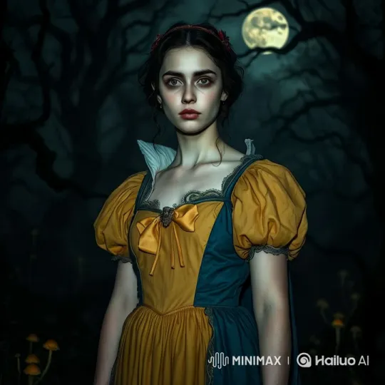 Vintage Gown, Haunted Forest in Snow White Horror Short – AI Generated Video | Hailuo AI