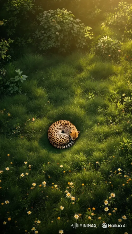 Cheetah Resting in Serene Golden Plains – AI Generated Video | Hailuo AI