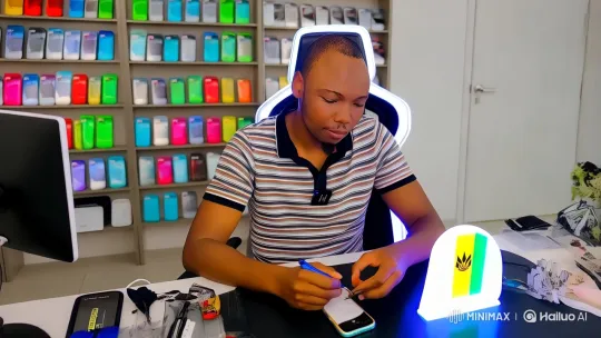 Professional Phone Repairman in Futuristic Workspace – AI Generated Video | Hailuo AI