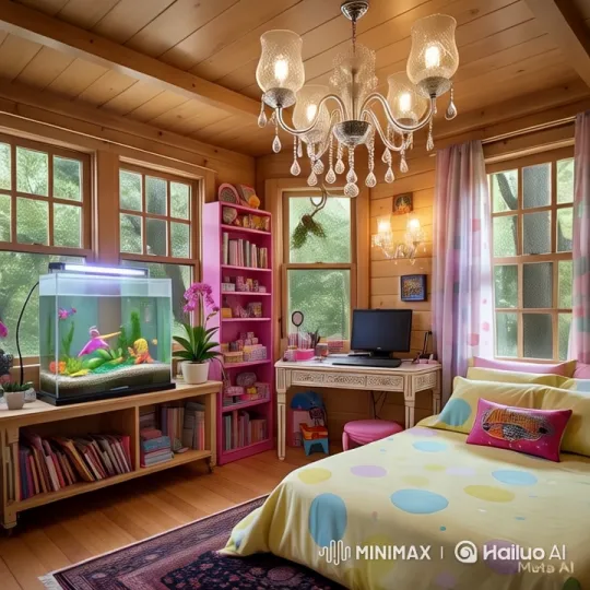 Cozy Bedroom Contrast with Stormy Weather – AI Generated Video | Hailuo AI