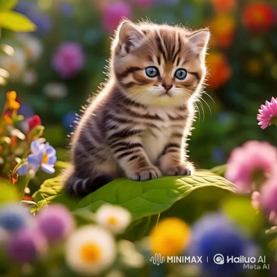 Enchanting Kitten in Vibrant Garden Oasis – AI Generated Video | Hailuo AI