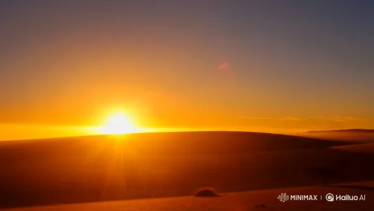 Golden Hour Landscape with Silhouettes and Dust – AI Generated Video | Hailuo AI
