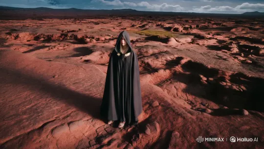 Enigmatic Woman Amidst Volcanic Meteor Shower – AI Generated Video | Hailuo AI