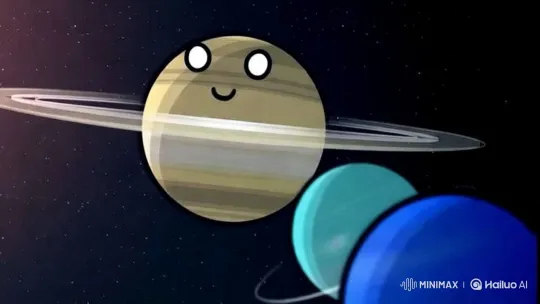Cartoon Saturn Blows Up Planets in Aesthetic Space Scene – AI Generated Video | Hailuo AI