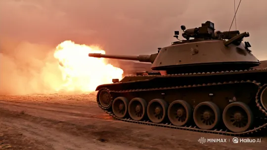Dynamic Tank Shell Launch: Precision and Power – AI Generated Video | Hailuo AI