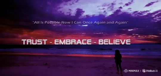 Tranquil Beach Sunset Inspires with Motivational Text – AI Generated Video | Hailuo AI