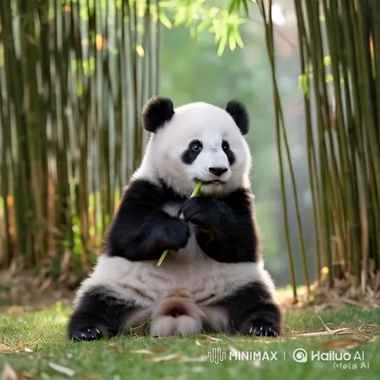 Panda Nibbling in Bamboo Forest – AI Generated Video | Hailuo AI