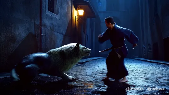 Dynamic Alleyway Skirmish: Animal vs. Jujitsu Fighter – AI Generated Video | Hailuo AI