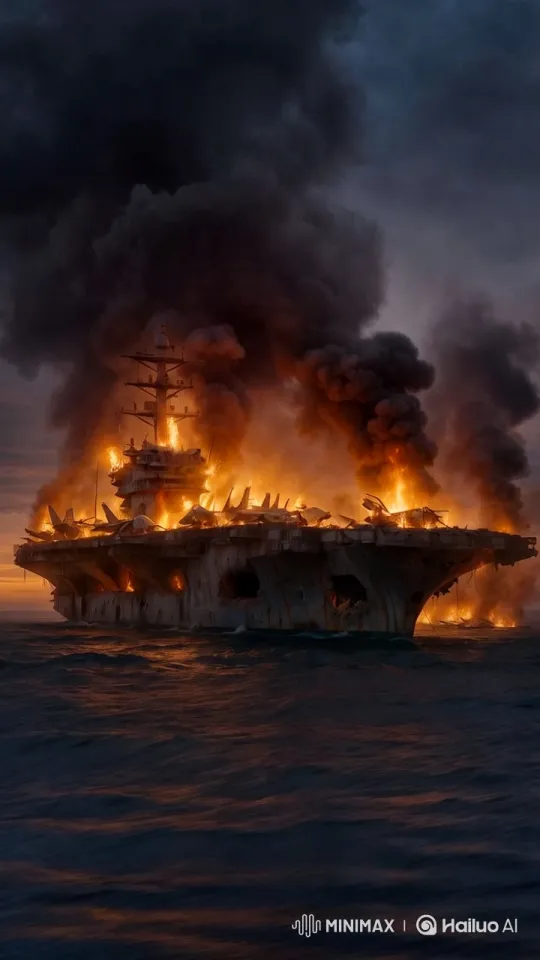 Dramatic Ship Fire Captured at Sea – AI Generated Video | Hailuo AI