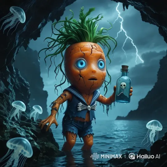 Mystical Cave Journey of a Carrot Figure – AI Generated Video | Hailuo AI