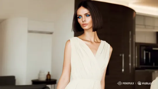 Elegant Woman Showcased in Modern Home with Graceful Camera Work – AI Generated Video | Hailuo AI