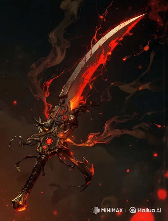 Live2D Animation: Enchanted Fiery Sword Display – AI Generated Video | Hailuo AI