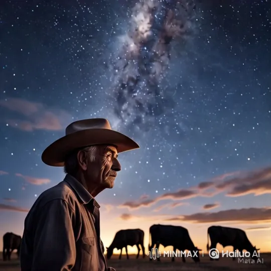 Night Cowboy Amidst Starry Milky Way – AI Generated Video | Hailuo AI