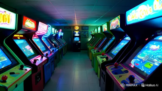 Ghostly Children Haunt Empty Neon Arcade – AI Generated Video | Hailuo AI