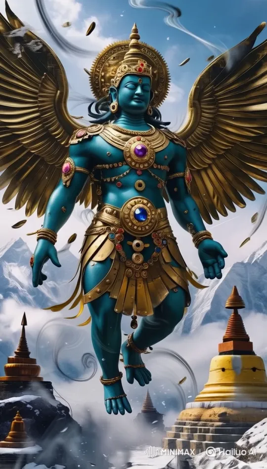 Golden Armored Figure Ascends in Tranquil Live2D Scene – AI Generated Video | Hailuo AI