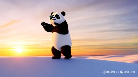 Panda Dance on Snowy Peak at Sunrise – AI Generated Video | Hailuo AI