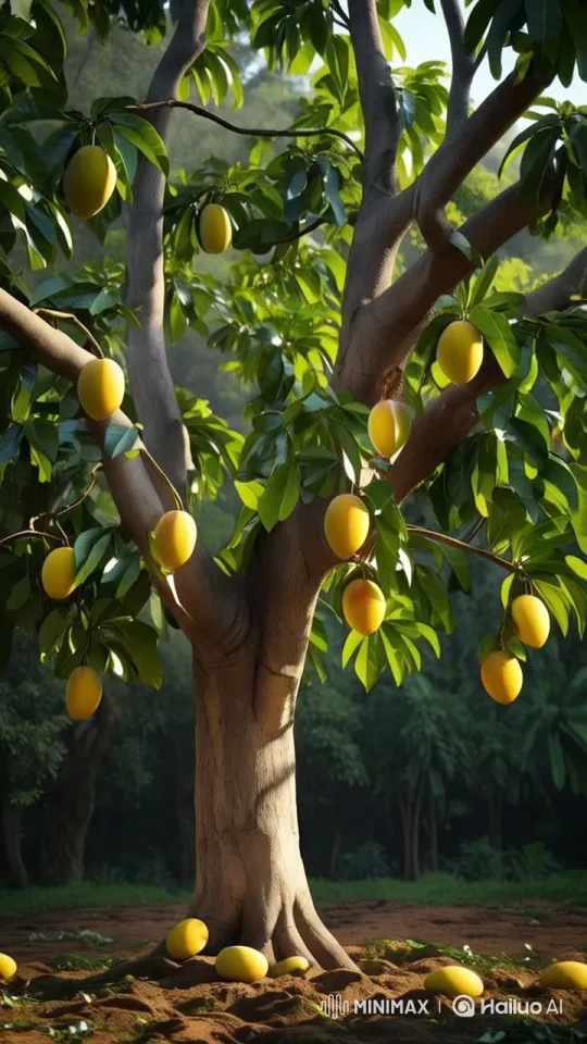 Vibrant Mango Tree in Serene Garden Setting – AI Generated Video | Hailuo AI