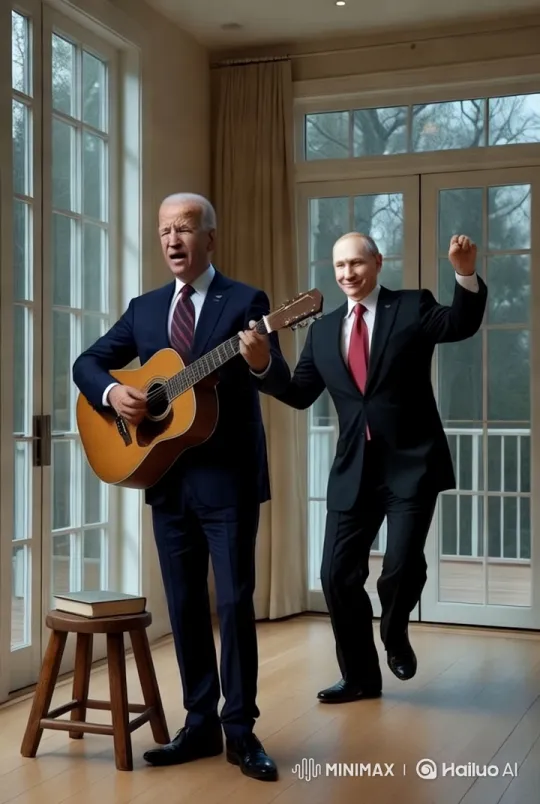 Formal Men in Elegant Room with Guitarist and Dancer – AI Generated Video | Hailuo AI