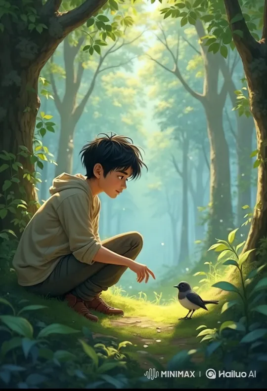 Boy and Bird: A Moment of Serene Connection – AI Generated Video | Hailuo AI